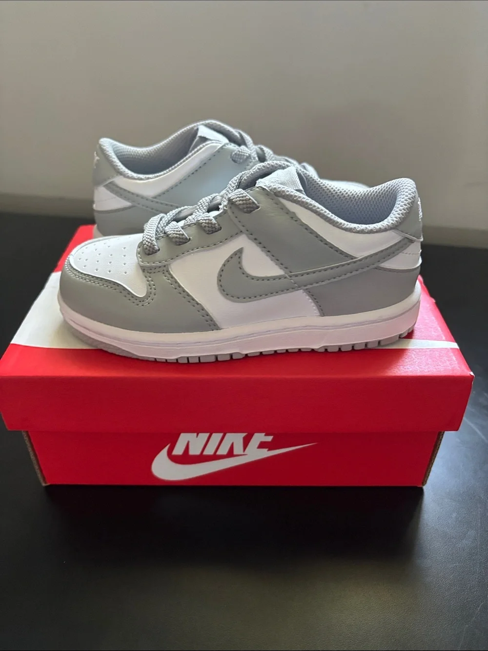 Smoke Grey Nike Dunk Low With Original Nike Red Shoe Box